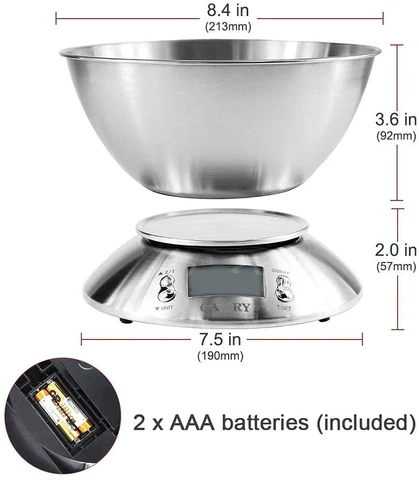 Camry 5KG Digital Scale with Stainless Steel Bowl - Image 2