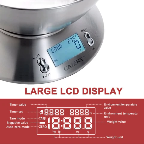Camry 5KG Digital Scale with Stainless Steel Bowl - Image 4
